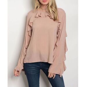 Taupe Ruffle Top